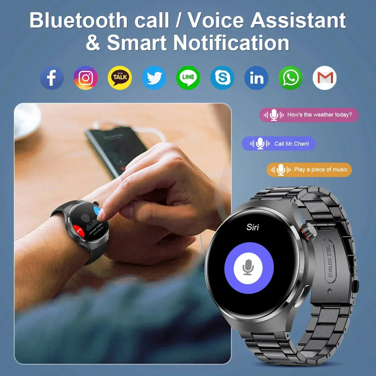 GPS Smart Watch Men 360 HD, IP68, Heart Rate, Bluetooth Call-2
