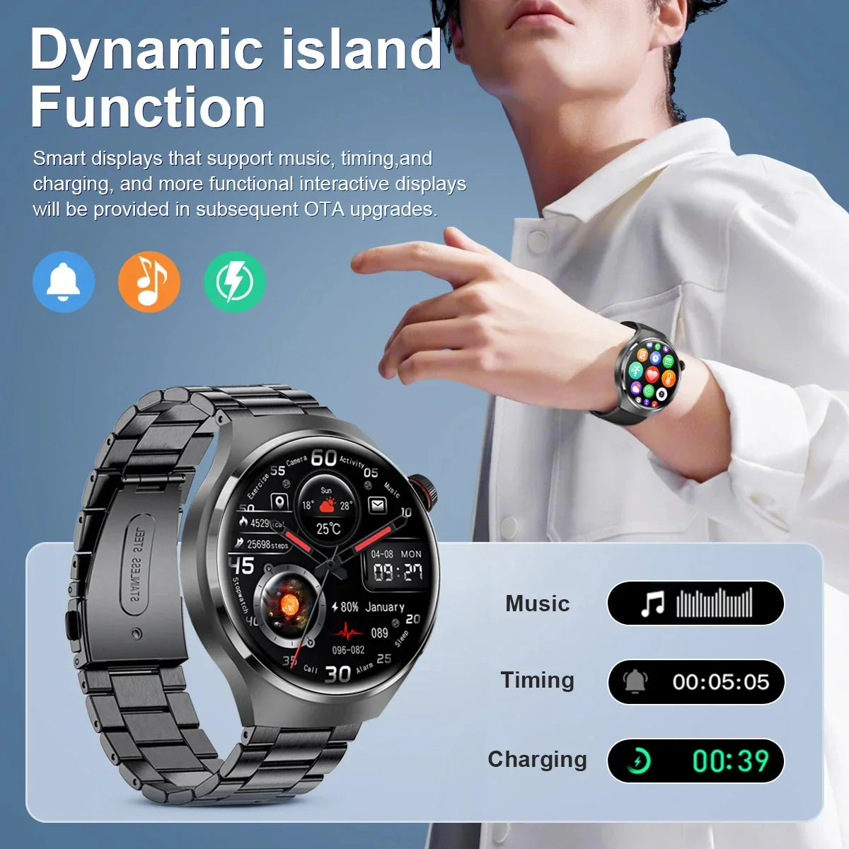 GPS Smart Watch Men 360 HD, IP68, Heart Rate, Bluetooth Call-3