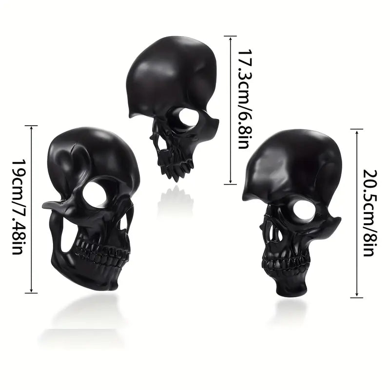 Americana Skull Ornaments 3-Piece Set – Goth-Inspired Resin Skeleton-4