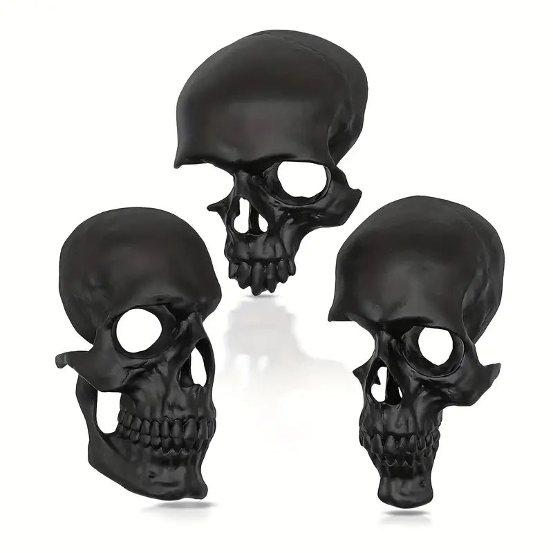Americana Skull Ornaments 3-Piece Set – Goth-Inspired Resin Skeleton-0