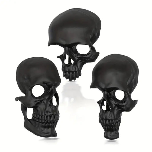 Americana Skull Ornaments 3-Piece Set – Goth-Inspired Resin Skeleton-0