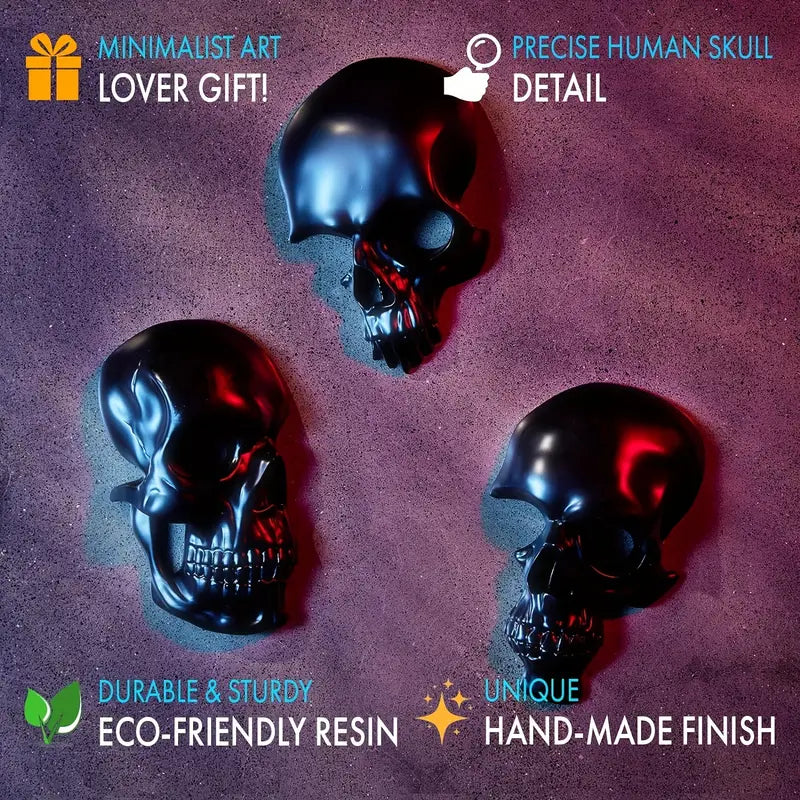 Americana Skull Ornaments 3-Piece Set – Goth-Inspired Resin Skeleton-3